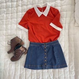 Free People Button Front Denim Skirt Size Small